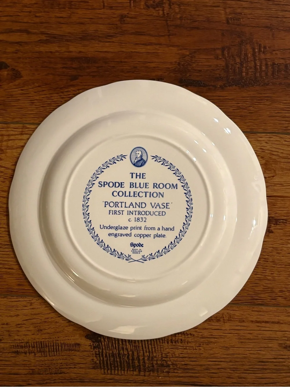 Spode Blue Room Portland Vase Transferware Dinner Plate England 10.5”